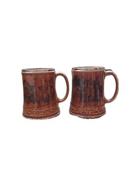 Pair of Vintage Sandland Ware Beer Tankards #336 - Talbot Oundle & Spread Eagle